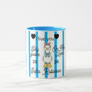 Taza Personalizada de Ganso Tonto con Raya Rosa
