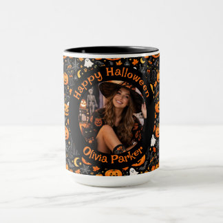 Taza personalizada de gato de Halloween con foto y