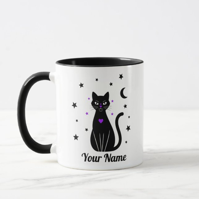 Taza personalizada de gato negro (Izquierda)