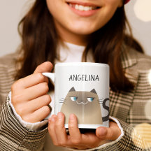Taza Personalizada de Gato Siames con Nombre Custo