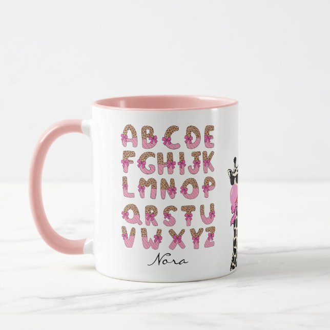 Taza Personalizada de Jirafa con Letra de Cuello R (Izquierda)