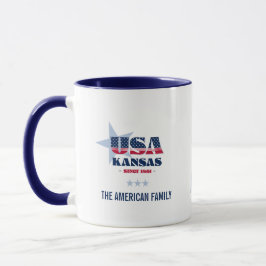 Taza personalizada de Kansas USA 1861 Blue Star