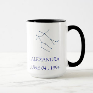 Taza personalizada de la constelación de Géminis -