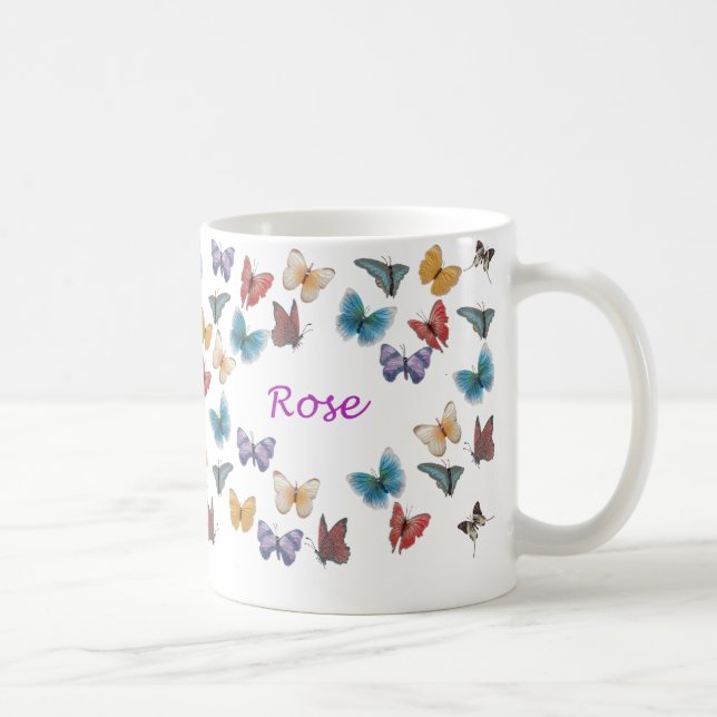 Taza personalizada de la mariposa - color de rosa (Derecha)