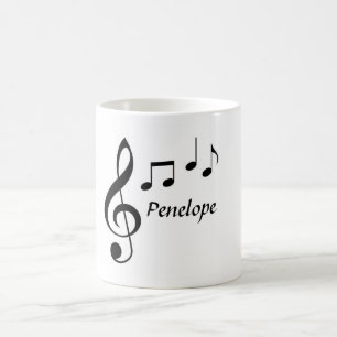 Taza personalizada de la nota de la música