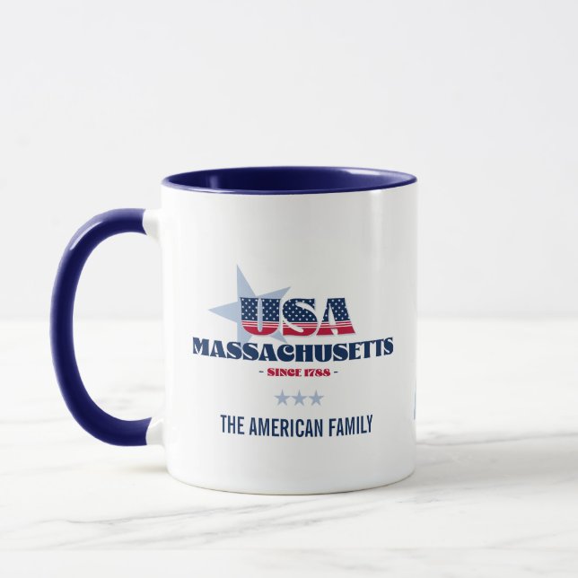 Taza personalizada de Massachusetts EE. UU. 1788 E (Izquierda)