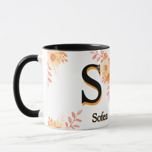 Taza personalizada de monograma de otoño - Nombre 