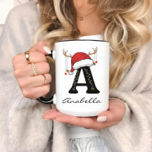 Taza personalizada de Navidad alfabeto para niños