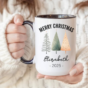 Taza personalizada de Navidad con acuarela para co
