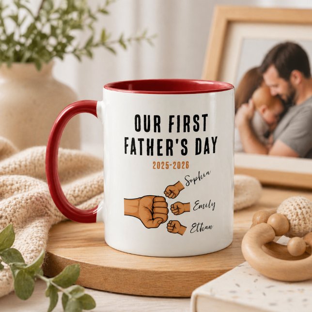 Taza personalizada de nuestro primer día del padre (Personalized Our First Father’s Day Mug | New Dad)