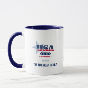 Taza personalizada de Ohio USA 1803 Estrella Azul