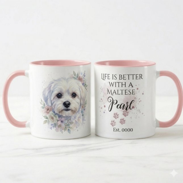 Taza Personalizada de Perro Maltés con Acuarela (Subido por el creador)
