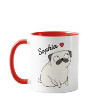 Taza personalizada de Pug, tumbler personalizado d