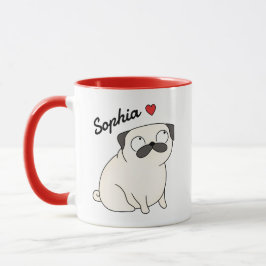 Taza personalizada de Pug, tumbler personalizado d