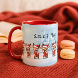 Taza Personalizada de Reno, Regalo de Navidad Lind