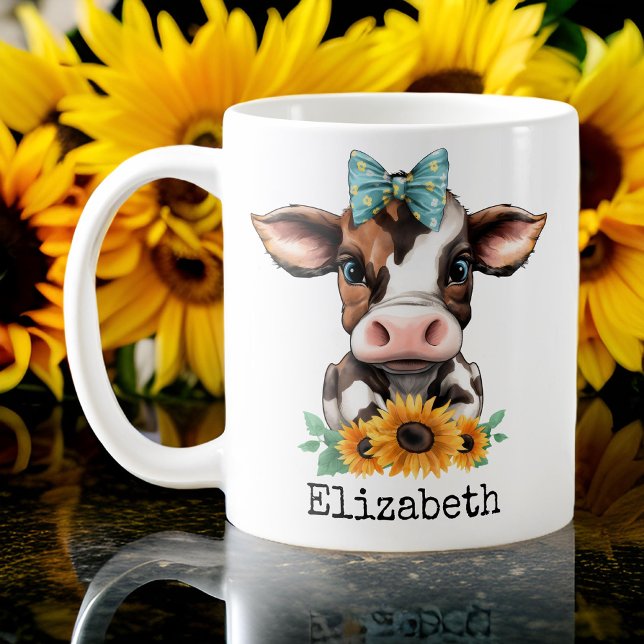 Taza personalizada de vaca linda, regalo de cumple (gift for mom, gift for girl, birthday gift for her, gift for women, daughter birthday gift, cute cow)