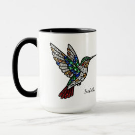 Taza personalizada de vidrio tintado con colibrí