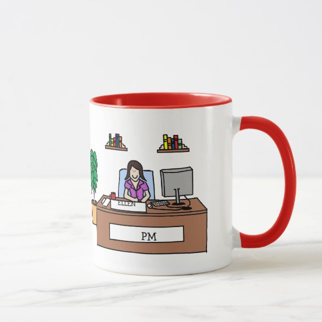 Taza personalizada del dibujo animado para un P.M. (Derecha)