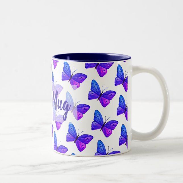 Taza personalizada del Dos-Tono de las mariposas (Derecha)