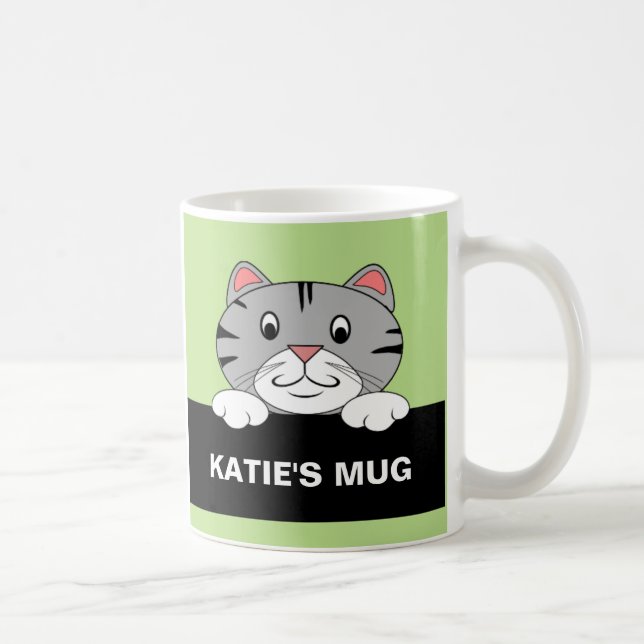Taza personalizada del gato del dibujo animado (Derecha)