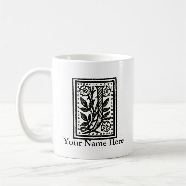 Taza personalizada del monograma de la letra J (Izquierda)