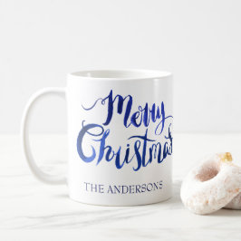 Taza personalizada del navidad azul y blanco