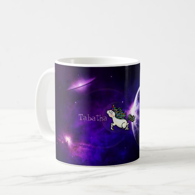 Taza personalizada del nombre del unicornio del (Anverso izquierdo)
