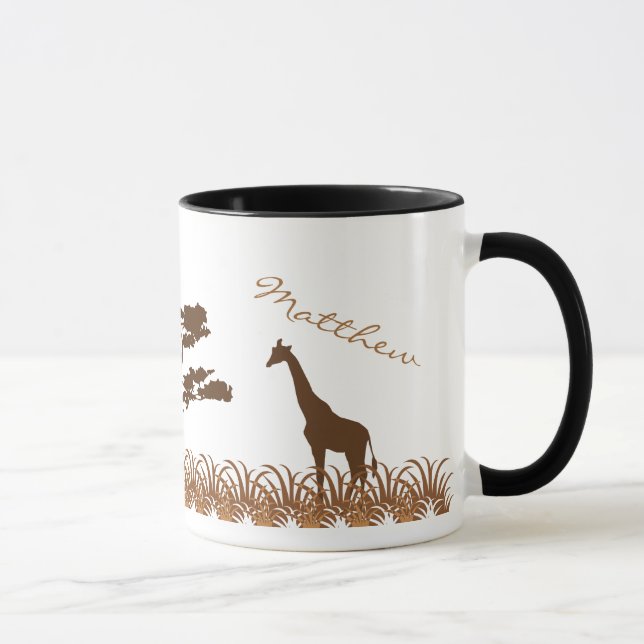 Taza personalizada del safari de la jirafa (Derecha)