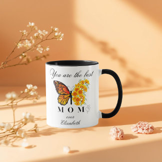 Taza Personalizada Día de la Madre Mariposa Floral