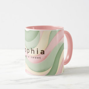Taza personalizada estética pastel ondulada - Rosa
