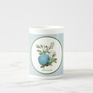 Taza personalizada floral azul de la porcelana de