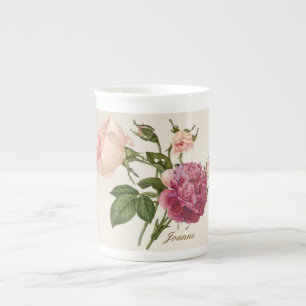 Taza personalizada floral de la porcelana de hueso