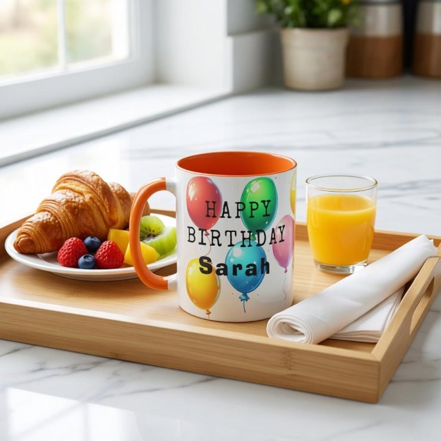 Taza personalizada “Happy Birthday” con globos  (Subido por el creador)