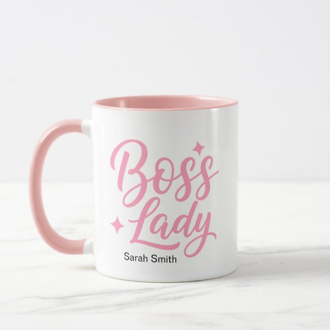 Taza Personalizada Jefa Mujer Tipografía Script Ro (Izquierda)