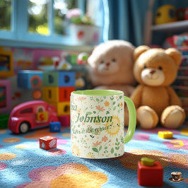 Taza personalizada Kawaii de sol y flores para niñ