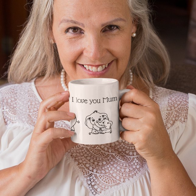 Taza Personalizada la Mamá de elefantes y el Día de la  (Elephant Mum & Me Mother's Day personalized Mug)