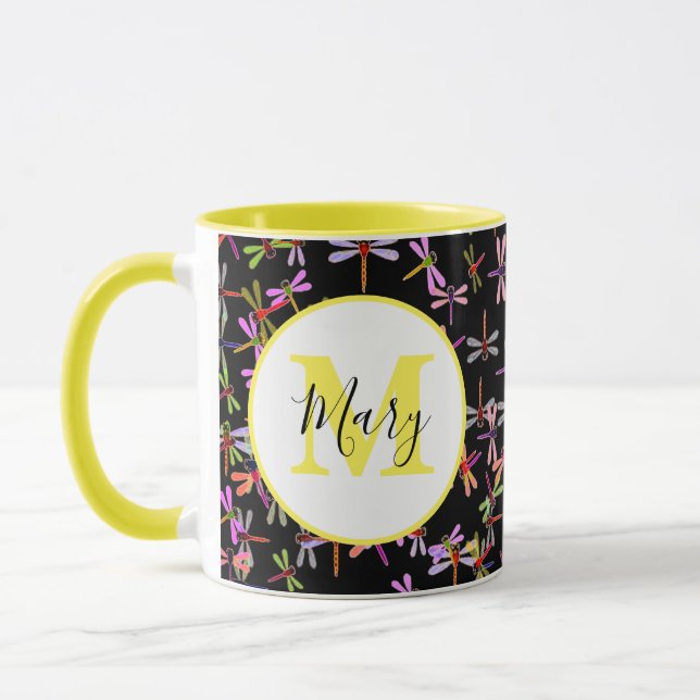 taza personalizada libélulas coloridas (Izquierda)