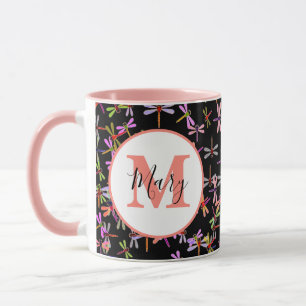 taza personalizada libélulas coloridas