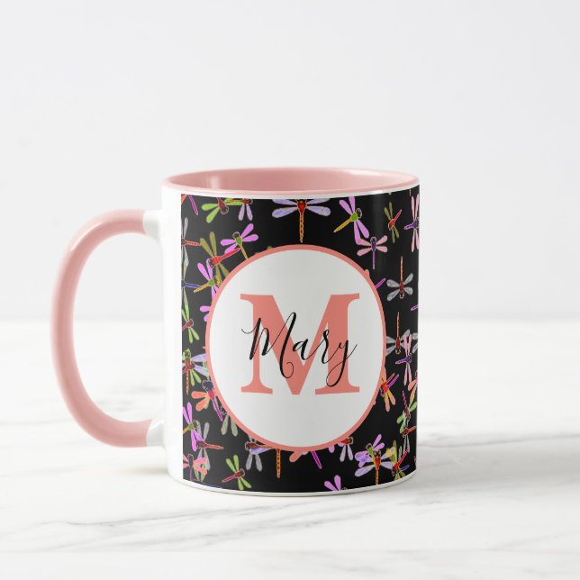 taza personalizada libélulas coloridas (Izquierda)