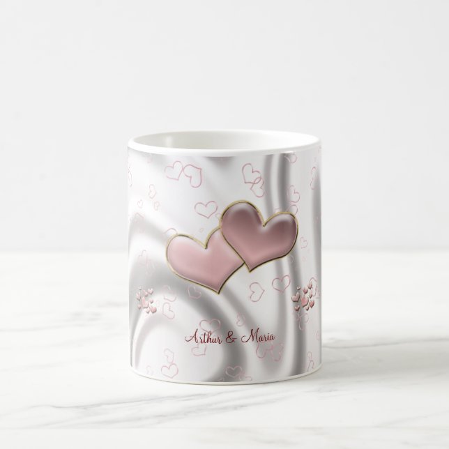 Taza personalizada linda del corazón rosado (Centro)