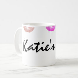 Taza personalizada manchada lápiz labial