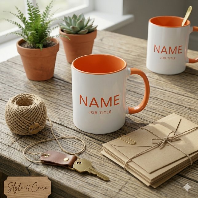 Taza personalizada naranja combo con tu nombre (Personalized Orange Combo Mug with Your Name)