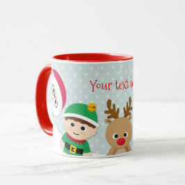 Taza personalizada navidad, Papá Noel, duende
