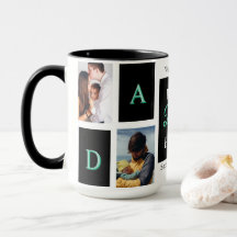 Taza personalizada negra con foto del mejor papá d