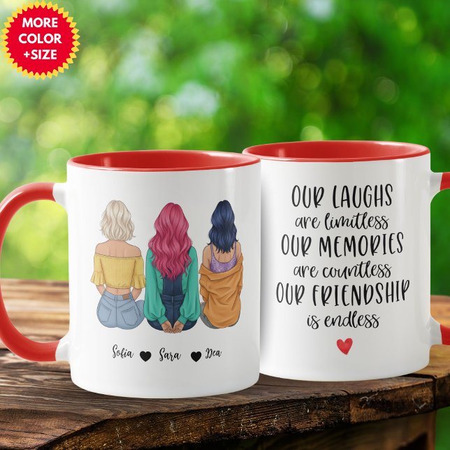 Taza personalizada para 3 mejores amigos | Regalo  (Personalized 3 Best Friends Mug | Custom BFF Gift)