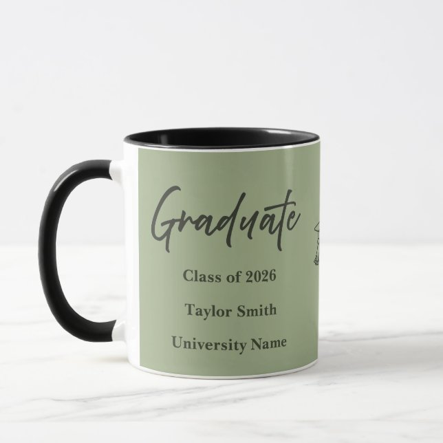 Taza personalizada para graduado – Estilo de escri (Izquierda)