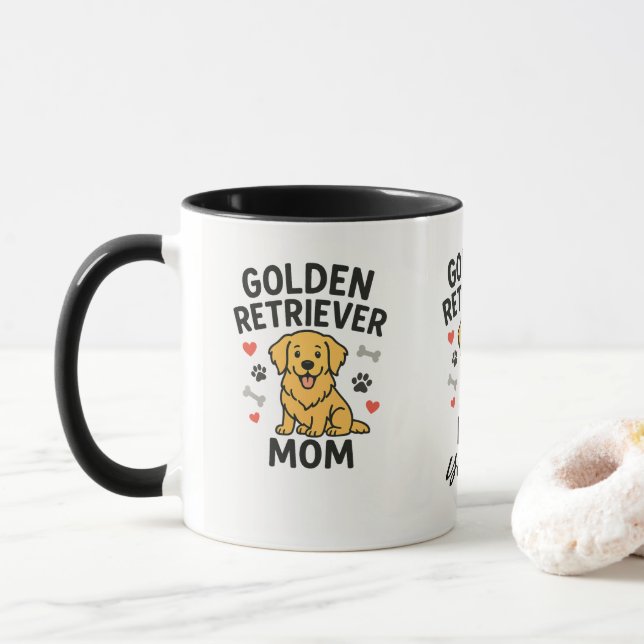 Taza personalizada para mamá de Golden Retriever - (Con donut)
