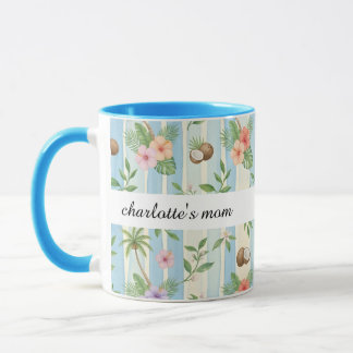 Taza personalizada para mamá Floral Tropical Nombr