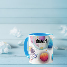Taza personalizada para niños astronauta y planeta