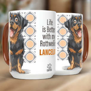 Taza personalizada para perro Rottweiler 15oz